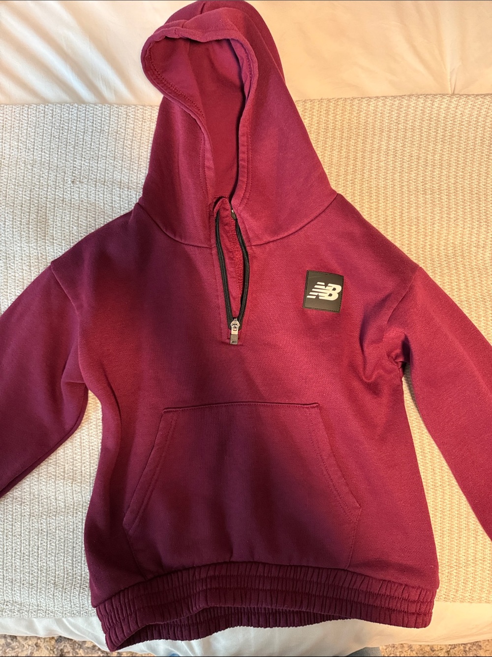 New Balance Kids' Maroon Hooded Pullover with Front Half-Zip